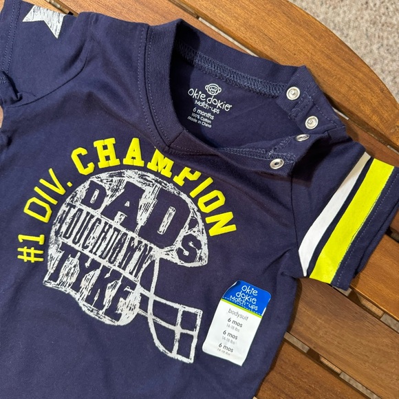 Okie Dokie Baby Boy Graphic Football Bodysuit /Dad’s Touchdown tyke/Champion - Picture 4 of 8
